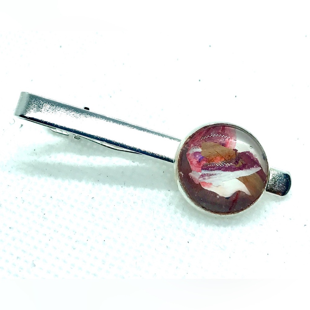 Tie clip pin silver plated 16mm handcrafted dome